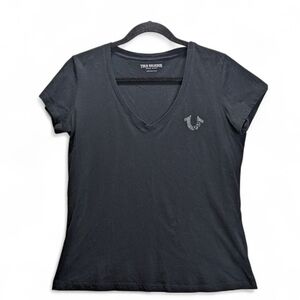 True Religion Women's Charcoal V-Neck Tee